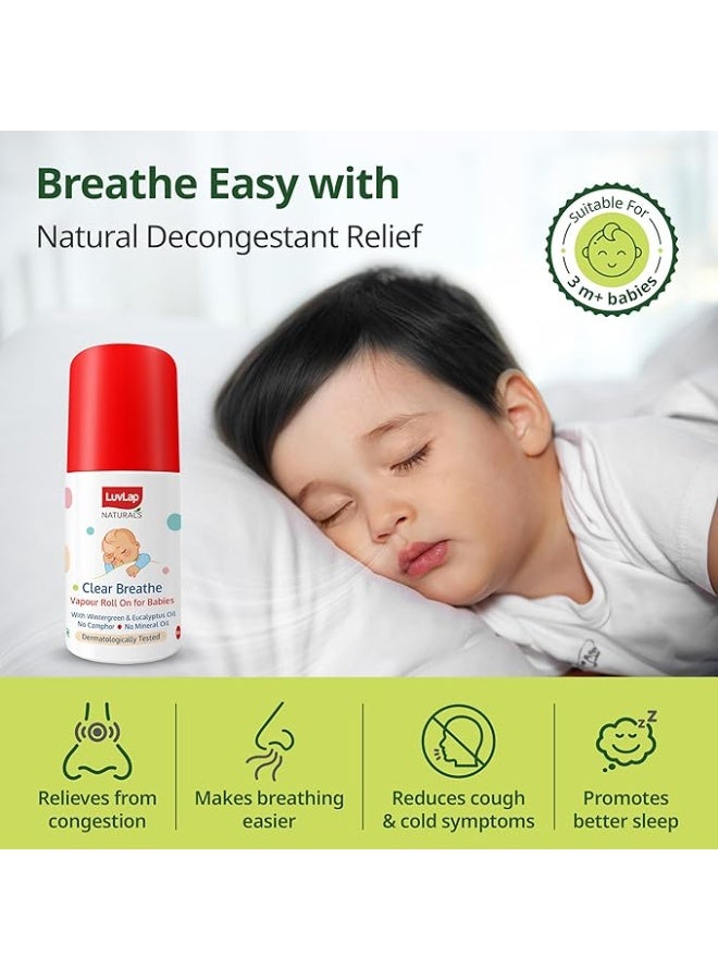 LuvLap Naturals Clear Breathe Vapour Roll On for Cough, Cold, Nose Block & Chest Congestion, with Eucalyptus Oil, No Camphor & Mineral Oil, 40ml, Dermatologically Tested - Image 3